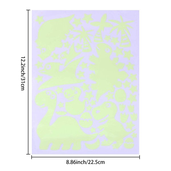 Wall Decals Glow in The Dark, BENBO Dinosaurs Decorations Peel DIY Luminous Vinyl Wall Stickers for Kids Girls Bedroom Home Nursery