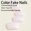 24 Pcs White Press on Nails Short Square - SHANRUN Summer Fake Nails Press ons Nail Art French Tip Glue on Nails Full Cover Artificial Acrylic False Nails Glossy Design Stick on Nails Kit for Women