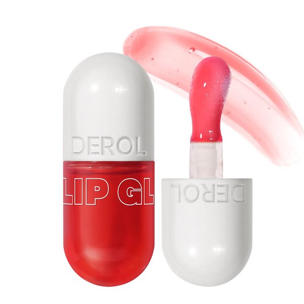 Honeyouth Lip Plumper Raspberry (0.19 Fl. Oz.) Lip Gloss Natural Lip Oil 2in1 Lip Care Serum for Beautiful Fuller-Looking Lips, Hydrating & Reduce Fine Lines,Strawberry
