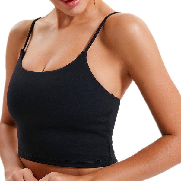 Lemedy Women Padded Sports Bra Fitness Workout Running Shirts Yoga Tank Top (S, Black)