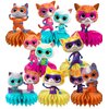 karg 8Pcs Cat Party Decorations, Cute Honeycomb Centerpieces Table Toppers, 3D Double Side Cake Toppers,Cat Birthday Supplies for Girls and Boys