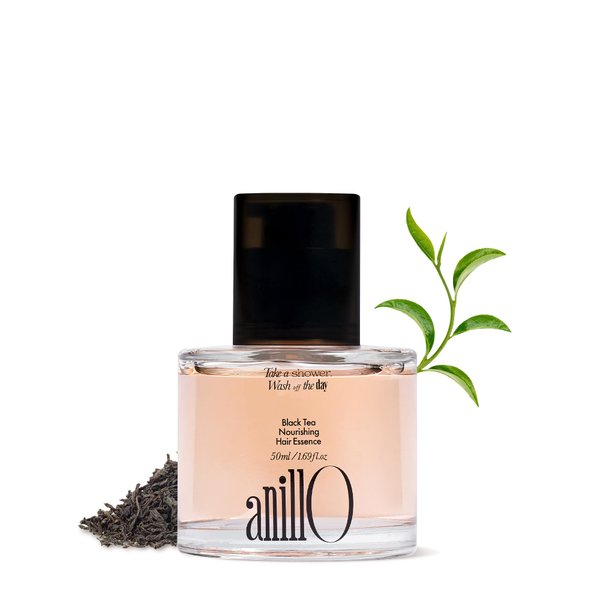 ANILLO Black Tea Nourishing Hair Essence 50ml / 1.69 fl. Oz, Daily Vegan Haircare with Premium British Black Tea, Green Tea Oil, Protein & Biotin for Nourishment, Paraben Free