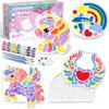 Paint Your Own Stepping Stones Painting Kit for Kids, Unicorn Craft Kits Boys & Girls Ages 3-12, Castle Heart Airplane Rainbow DIY Outdoor Garden Art & Craft Ceramic Painting Set 5-Pack