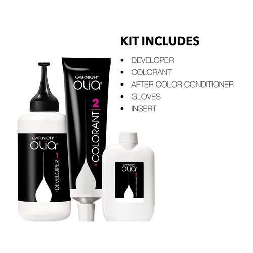 Garnier Olia Ammonia-Free Brilliant Color Oil-Rich Permanent Hair Color, 1.0 Black (Pack of 1) Black Hair Dye (Packaging May Vary)