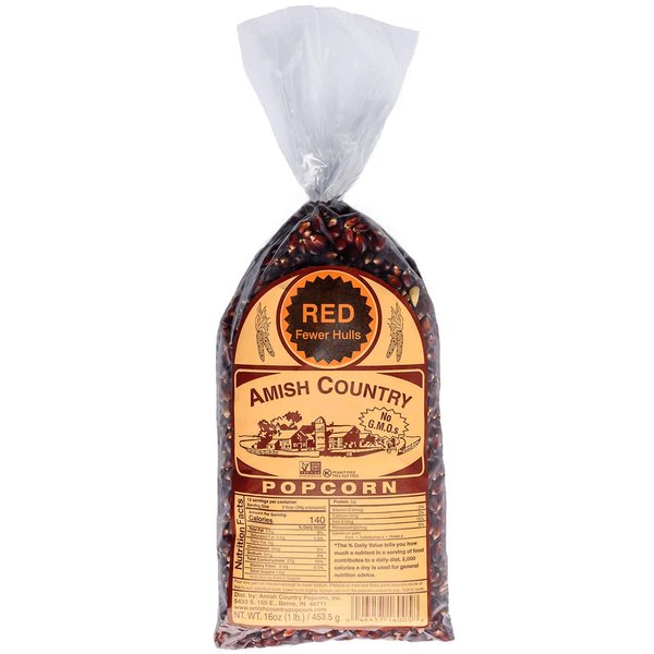 Amish Country Popcorn | 1 lbs Bag | Red Popcorn Kernels | Old Fashioned, Non-GMO and Gluten Free (Red - 1 lbs Bag)