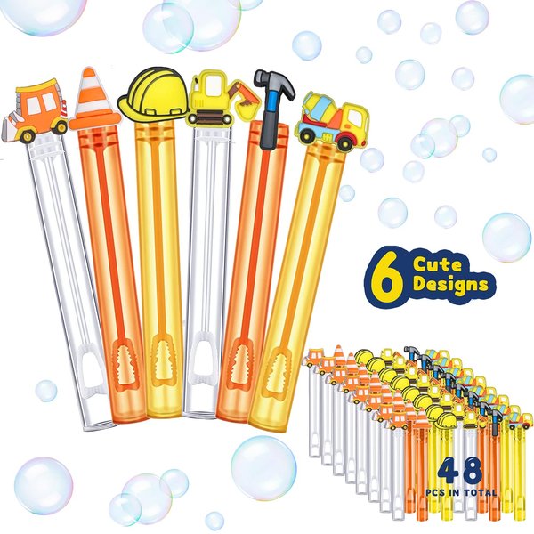 24 Pack Construction Mini Bubble for Boys and Girls- Construction Theme Birthday Party Supplies Favor-Dump Truck Party Decoration Kit (Contains Liquid