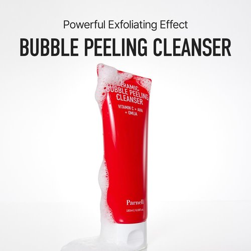 Parnell AHA Omija Ceramic Bubble Peeling Cleanser (180ml/6.08 fl.oz) | Gentle Exfoliating Foam Cleanser for Smooth, Radiant Skin | Korean Skin Care