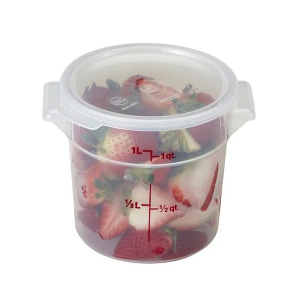 Cambro RFS1PP Round Polypropylene Food Storage Container - Camwear, 1 quart, Translucent