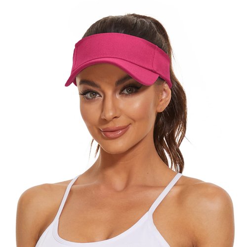Komorebi Hot Pink Visor Sun Visors for Women Sun Visor Hats with UV Protection Adjustable Tennis Visor Sun Running Hats Hot Pink One Size