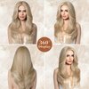 LONAI Blonde Wigs for Women 24" Long Natural Blonde Middle Part Layered Wig Synthetic Hair Wig for Daily Use Party Cosplay