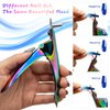 Acrylic Nail Cutter with Magnet Sizer & Length Measurement,Adjustable Stainless Nail Trimmer for Salon Home Nail Art, Professional Nail Clippers for Precise Manicures (Rainbow)