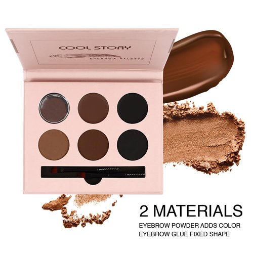 Brow Contour Kit 18-Piece Eyebrow Makeup Palette Set 6 Eyebrow Powders Eyebrow Glue