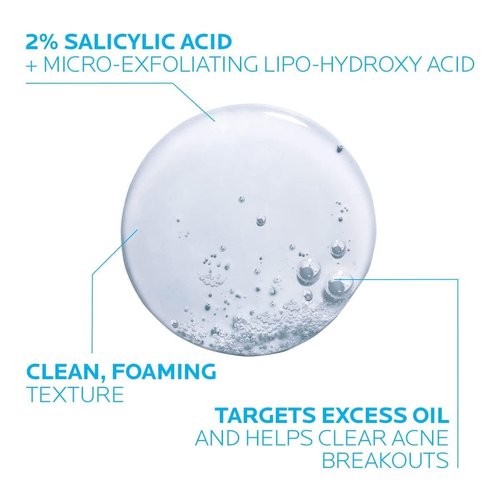 La Roche-Posay Effaclar Medicated Gel Cleanser | 2% Salicylic Acid Cleanser + LHA + Glycerin | Foaming Acne Face Wash | Helps Clear & Prevent Acne Breakouts | Oil Free Acne Wash | Targets Excess Oil