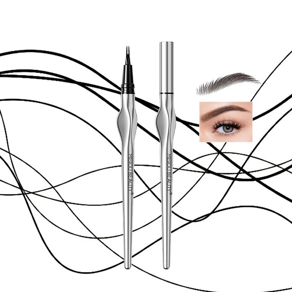 Easilydays Micro Eyebrow Pencil, Ultra-Fine Tip Liquid Eyebrow Pen, Natural Extra Fine Waterproof Brow with Two Tipped Micro-Fork, Smudge-proof Long Lasting, High Pigmented Black Eye Liner, 02 Black