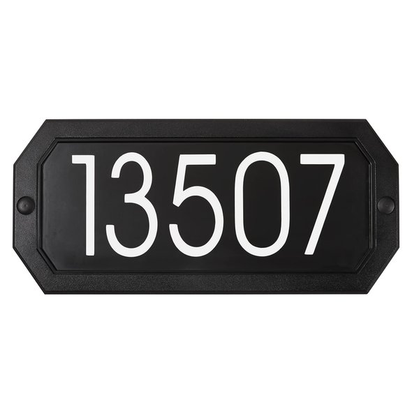 Weatherproof Address Plaque – 3’’ Peel & Stick House Numbers INCLUDED – Maintenance Free Lightweight Sturdy Plastic - Wall Mounted Home Sign - PRO-DF - Made in Canada (Black)