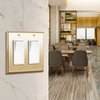ENERLITES Decorator Switch or Receptacle Outlet Metal Wall Plate, Stainless Steel Corrosion Resistant, Size 2-Gang 4.50" x 4.57", Stainless Steel 201, 7732-PB, Polished Brass, Gold