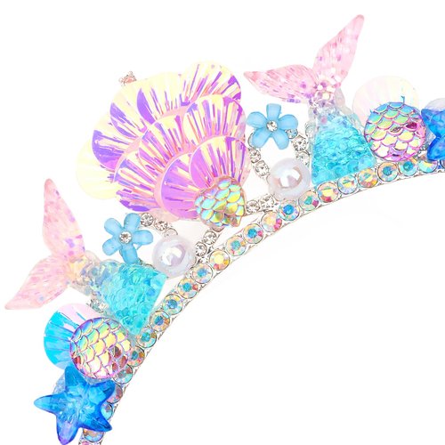 BAHABY Little Mermaid Birthday Decorations Mermaid Tail Tiaras for Women Mermaid Costume Mermaid Party Favors Princess Birthday Party Decorations- Pink