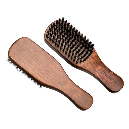 EAGLE FORTRESS Beard Brush for Men, Stiff Boar Bristle Beard Hair Brush for Grooming, Hand-Polished Wooden Men's Mustache Hair Brush for All Beard and Hair Types