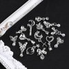 15 Pcs Alloy Metal Silver Heart Bow Nail Rhinestones Nail Charms Y2K,Star Moon Pendant Tassels Pearl Crystals Nail Decorations Charms For Nails 3D Shiny Butterfly Nail Charm For Nail Supplies Nail Art