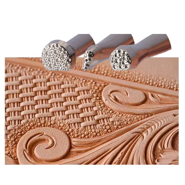 PANSHIYON Leather Stamps,3 Pack Professional Leather Background Stamping Tools for Leather Craft Working