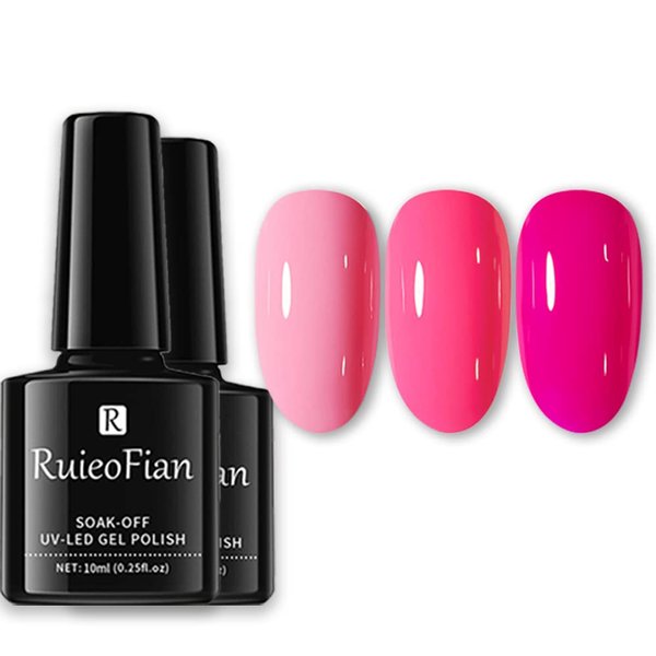 BINGBRUSH 3 Pcs Gel Nail Polish Kit, 10ML Pink Gel Polish Nail Lacquer Long Lasting High Shine Soak Off Gel Polish Set LED Nail Art Manicure Salon DIY Gel Nail Design Decoration at Home