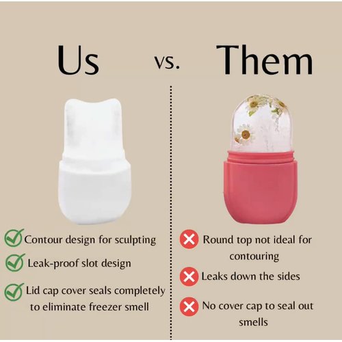 ICE ROLLER - Smoothing, Upgraded V- Shaped Design, DIY Face Massage, Food-Grade Leak- Proof Silicone Cube, Facial Beauty Roller, Gift for Women, Black