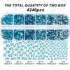 4240Pcs Aquamarine Flatback Rhinestones 6 Sizes Crystal Diamonds for Nail Art Crafts Clothes Shoes with Tweezers and Picking Pen