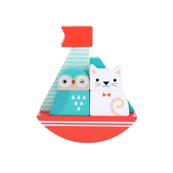 Petit Collage Owl & The Pussy-Cat Wooden Stacking Toy
