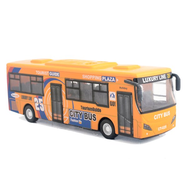Ailejia City Bus Toy Die Cast Pull Back Public Transportation Vehicles Mini Bus Model Car Toys Lights and Music (Yellow)