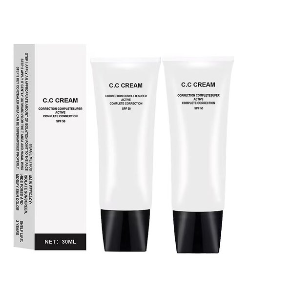 WEISPO 2pcs Skin Tone Adjusting CC Cream SPF 50, New Cosmetics CC Cream, Pre-makeup Primer Moisturizing Skin Concealer Brightening Skin Tone(Natural Color)