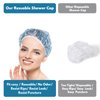 Jumperlay 12 Pack Reusable Shower Cap for All Hair Lengths, Waterproof Bath Cap with Elastic Band for Kids, Women and Men (B)