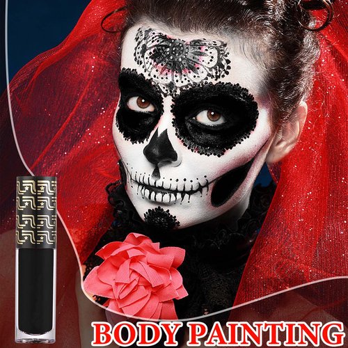 Fusang Matte Black Liquid Lipstick,Professional Halloween Special Effects Makeup Long Lasting Waterproof Face Body Paint Lip Gloss for Cosplay Goth Makeup