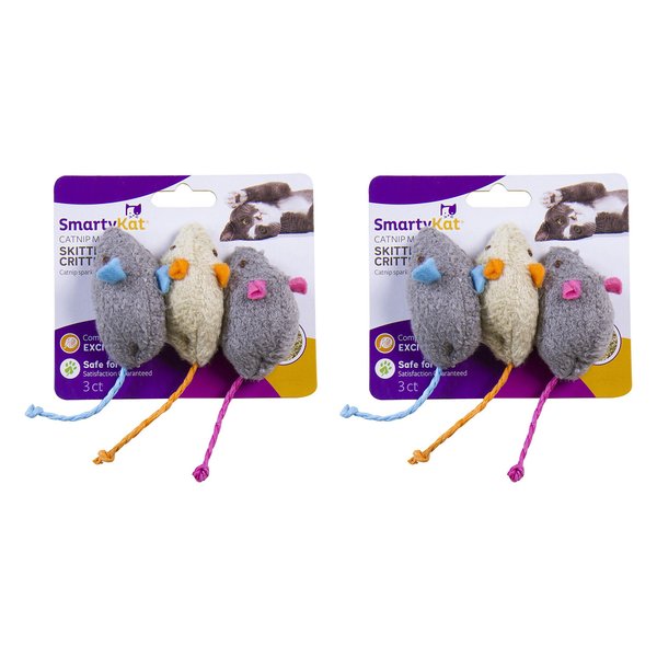 SmartyKat Skitter Critters Cat Toy Catnip Mice, 6-Pack