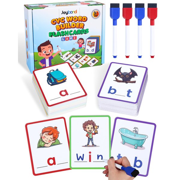 Short Vowel Spelling Flashcards, CVC Sight Words Handwriting Cards, Learn to Write Phonics Cards for Kindergarten Preschool Learning Activities, Montessori Educational Toys for 3 4 5 6 Year Old Kids