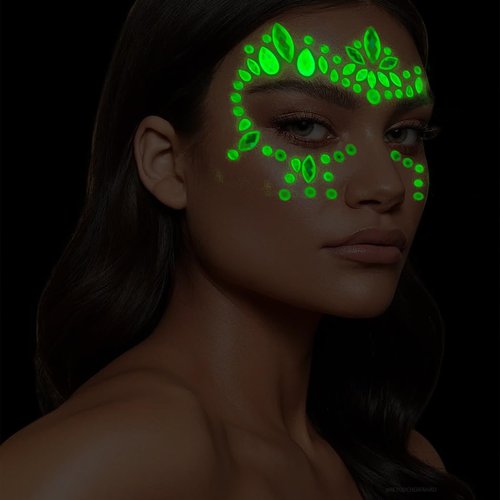 Coridy Face Gems Adhesive Glitter Jewel Tattoo Sticker Halloween Gems Rave Party Body Makeup for women (C-round)