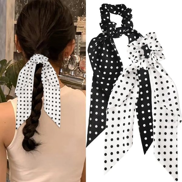Long Hair Ribbon Ties for Women Girls Bow Satin Scrunchies for Girls Hair Accessories Elastic Ribbon Hair Ties for Women's Scrunchie Bow Hair Ties for Girls Silk Hair Scarf Scrunchie