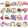 Zayvor Groovy 70s Temporary Tattoos Individually Bulk,Flower Power Daisy Floral Groovy Birthday Party,Good Vibes Rainbow Favors Goodie Bag Halloween Makeup Costume