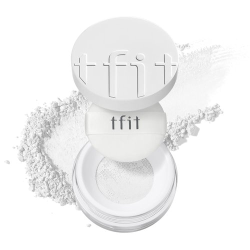 TFIT Translucent Set Finishing Powder - Sebum Control Face Loose Powder, Matte & Silky Finish, Lightweight, Long-lasting, Korean Makeup, 01 White, 0.24 Oz.