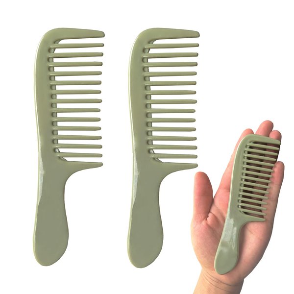 Mini Wide Tooth Comb,Small Travel Purse Comb Hair Detangling Comb Brush for Curlies Portable Care Handgrip Comb Shower Comb Travel Combs for Men Women- Best Styling Comb for Curly,Wet,Dry,Long (Green)