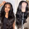 NC Body Wave Human Hair Wigs For Black Women Wig 4x4 Middle Part Lace Front Wigs Body Wave Lace Front Wig Brazilian Virgin Hair Lace Closure Wig Natural Black(30inch)