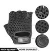 Kango Leather Padded Breathable Fingerless Workout Gloves, Crochet Back, Black (Small)
