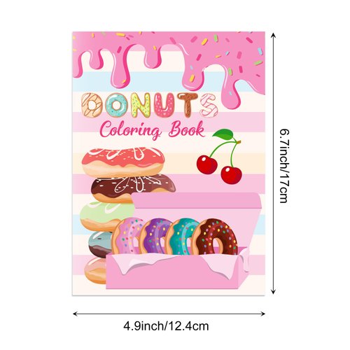 littkeef cliaet 12 Pcs Donut Coloring Books Donut Party Favors Bunnies Bulk Mini Coloring Books Bulk for Kids DIY Art Drawing Activity Book Set for Donut Themed Birthday Party Supplies