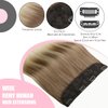 SURNEL Wire Hair Extensions Real Human Hair, 18inch 80g Ash Brown to Platinum Blonde, Invisible Wire Hair Extensions with Transparent, Seamless Fish Line Hairpiece(18,8T60)