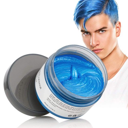 Jakuva Hair Coloring Dye Wax Styling Cream Mud, Natural Hairstyle Cream Wash out easily, Temporary Hair Dye Wax for Party, Cosplay & Halloween, Nightclub, 4.23 oz (Blue)