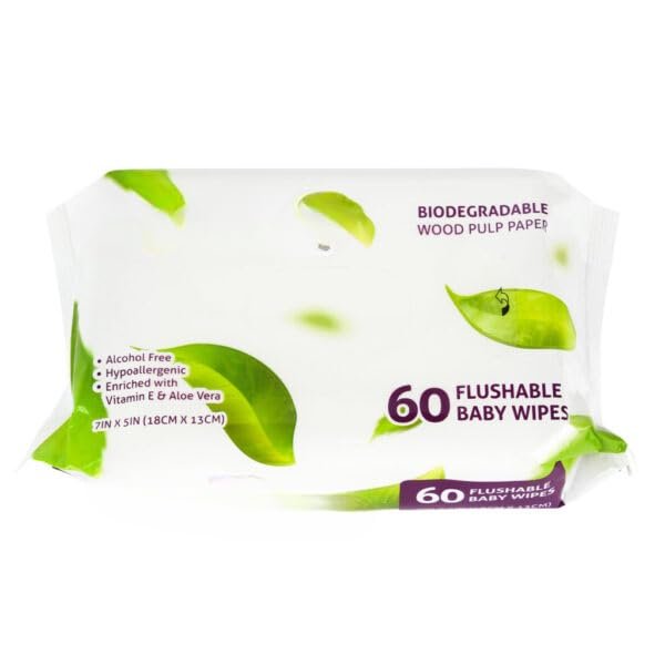 Flushable Baby Wipes – Gentle, Strong & Rash-Free for Sensitive Skin – Softly Scented, Ideal for Diaper Changes and Baby Care – Safe for Tots and Newborns – Hypoallergenic, and Eco-Friendly (640)