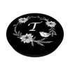 Cell Phone Pop Out Holder,White and Black Floral Letter T PopSockets PopGrip: Swappable Grip for Phones & Tablets