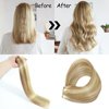 Hair Extensions 16 Inch Hair Extensions Real Human Hair Light Blonde to 613 Blonde Straight Hair Extensions Human Hair Extensions Hidden Wire Hair Extensions Transparent Fish Line Invisible Hairpiece