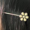 TMUSIBEN Hair Clips for Women and Girls Three Colors Turquoise Beige and Pink with Metal Bohemian Conch Squash Blossom Western Cowgirl Retro Ethnic Style Wedding Hair Accessory (beige)