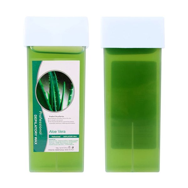 Wax Heater Roller Depilatory Roll on Wax Warmer Cartridge Strips Portable Hair Removal Waxing Machine Kit for Men and Women (Aloe Roll On Wax-2pcs)