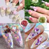 12 Grids Rose Flower Nail Charms 12 Grids Iridescent Glitter Nail Art Sequins1 Pcs Nail Brush,3D Nail Art Flat-Back Flower Holographic Irregular Nail Art Glitter Flakes Nail Decoration Nail Art Tips